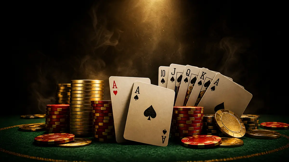 Ilustrasi kartu poker dan chip Garuda4d